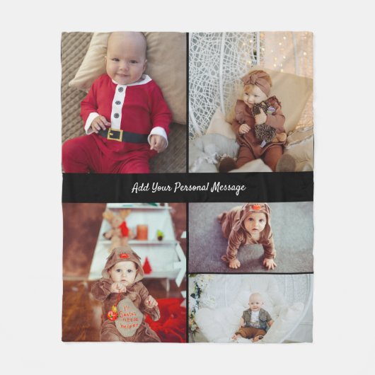 Ontwerp je eigen 5 fotocollage fleece deken (Voorkant)