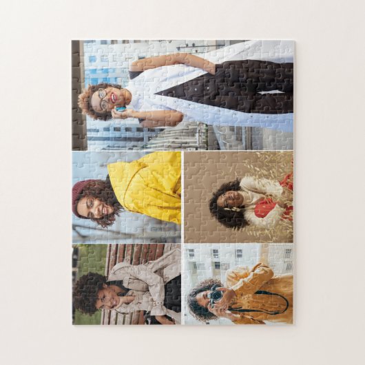 Ontwerp je eigen 5 fotocollage legpuzzel (Verticaal)