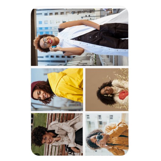 Ontwerp je eigen 5 fotocollage magneet (Verticaal)