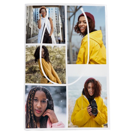 Ontwerp je eigen 5 fotocollage medium cadeauzakje (Voorkant)