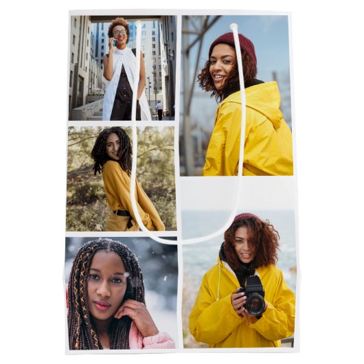 Ontwerp je eigen 5 fotocollage medium cadeauzakje (Achterkant)