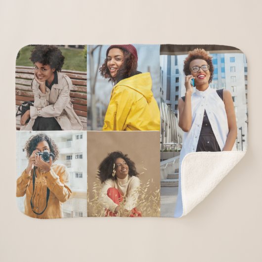 Ontwerp je eigen 5 fotocollage sherpa deken (Voorkant (horizontaal))