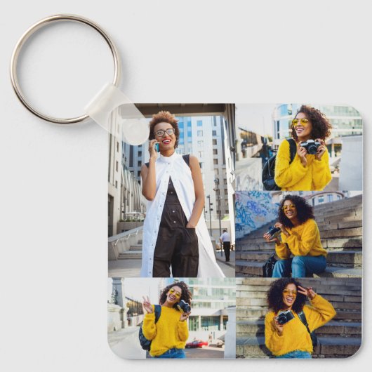 Ontwerp je eigen 5 fotocollage sleutelhanger (Voorkant)