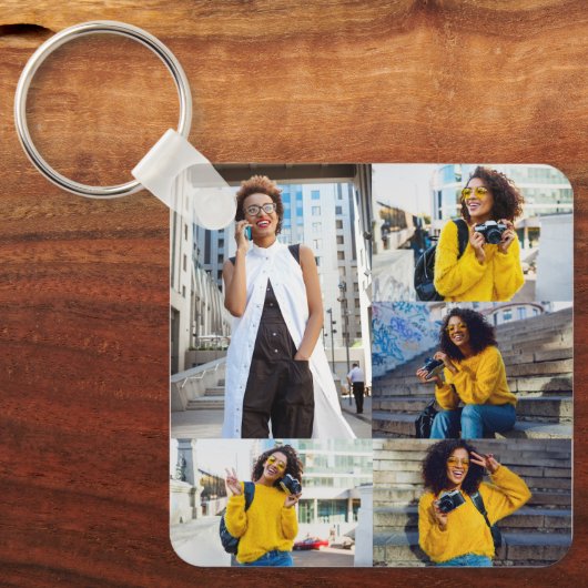 Ontwerp je eigen 5 fotocollage sleutelhanger (Voorkant)