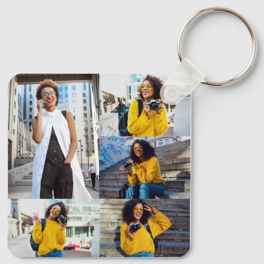 Ontwerp je eigen 5 fotocollage sleutelhanger (Achterkant)