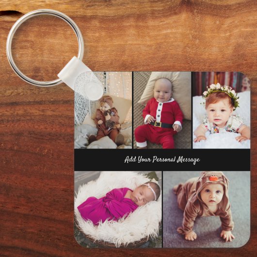 Ontwerp je eigen 5 fotocollage sleutelhanger (Voorkant)