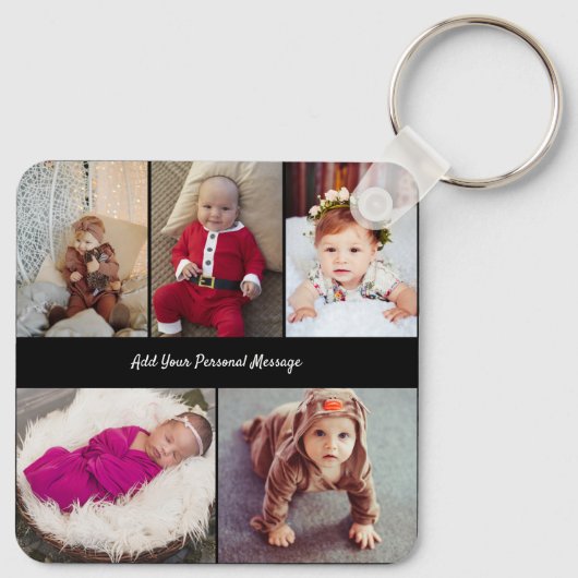 Ontwerp je eigen 5 fotocollage sleutelhanger (Achterkant)