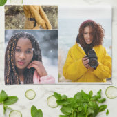 Ontwerp je eigen 5 fotocollage theedoek (Gevouwen)