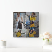 Ontwerp je eigen 5 fotocollage vierkante klok (Huis)