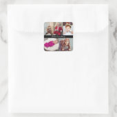 Ontwerp je eigen 5 fotocollage vierkante sticker (Tas)