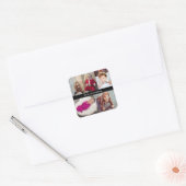 Ontwerp je eigen 5 fotocollage vierkante sticker (Envelop)