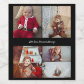 Ontwerp je eigen 5 fotocollage wijn etiket (Enkel label)