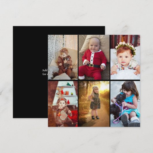 Ontwerp je eigen 6 foto collage feestdagenkaart (Voorkant / Achterkant)