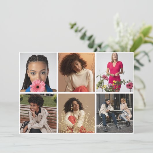 Ontwerp je eigen 6 fotocollage bedankkaart (Staand voorkant)