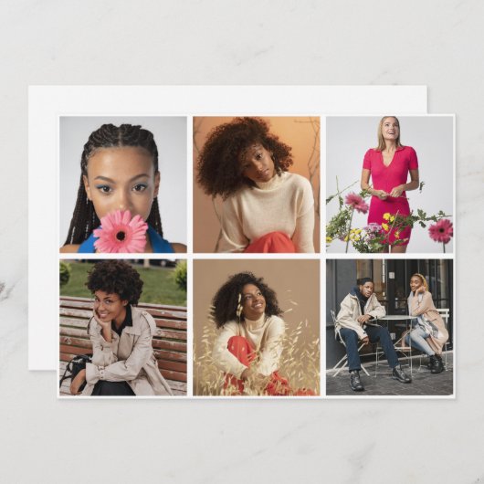 Ontwerp je eigen 6 fotocollage bedankkaart (Voorkant / Achterkant)