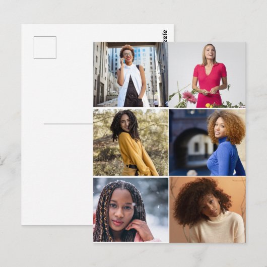 Ontwerp je eigen 6 fotocollage briefkaart (Voorkant / Achterkant)