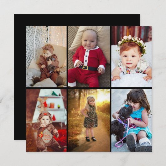 Ontwerp je eigen 6 fotocollage feestdagenkaart (Voorkant / Achterkant)