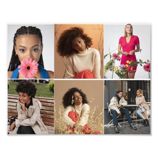 Ontwerp je eigen 6 fotocollage foto afdruk (Voorkant)