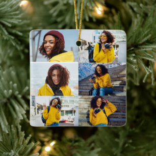 Ontwerp je eigen 6 fotocollage keramisch ornament