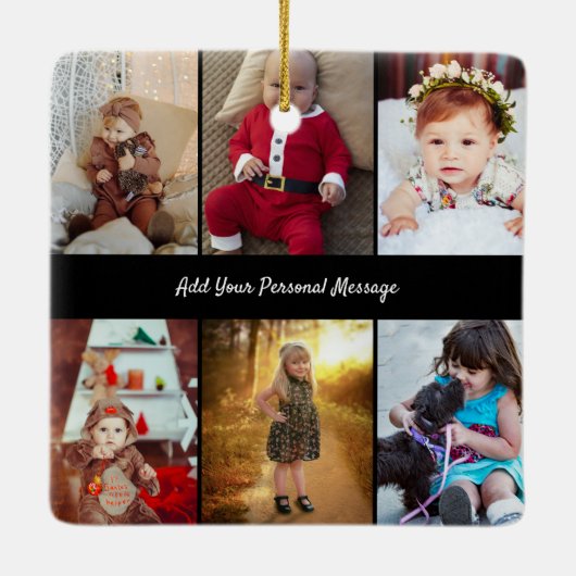 Ontwerp je eigen 6 fotocollage keramisch ornament (Achterkant)