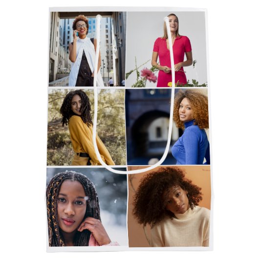 Ontwerp je eigen 6 fotocollage medium cadeauzakje (Achterkant)