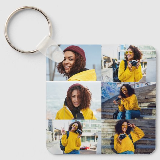 Ontwerp je eigen 6 fotocollage sleutelhanger (Voorkant)
