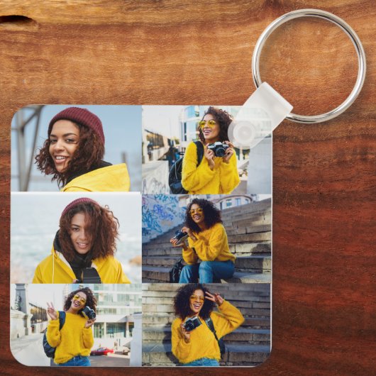 Ontwerp je eigen 6 fotocollage sleutelhanger (Achterkant)