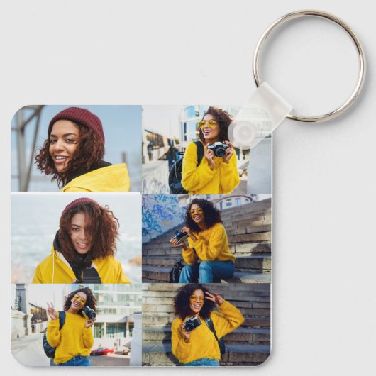 Ontwerp je eigen 6 fotocollage sleutelhanger (Achterkant)