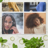 Ontwerp je eigen 6 fotocollage theedoek (Gevouwen)