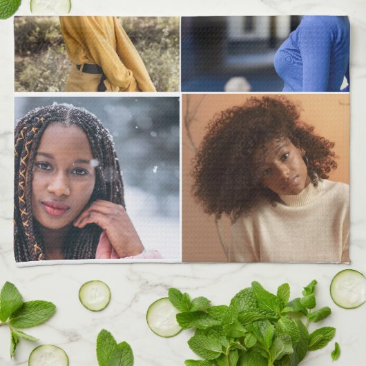 Ontwerp je eigen 6 fotocollage theedoek (Gevouwen)