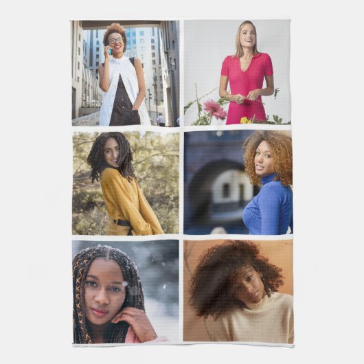 Ontwerp je eigen 6 fotocollage theedoek (Verticaal)