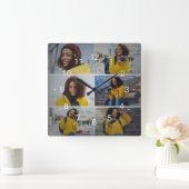 Ontwerp je eigen 6 fotocollage vierkante klok (Huis)