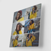 Ontwerp je eigen 6 fotocollage vierkante klok (Hoek)