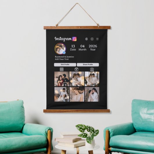 Ontwerp Je Eigen 7 Foto Collage Hangend Wandkleed (Woonkamer)