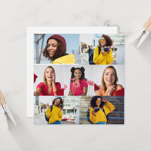 Ontwerp je eigen 7 foto collage kaart (Voorkant / Achterkant in situ)