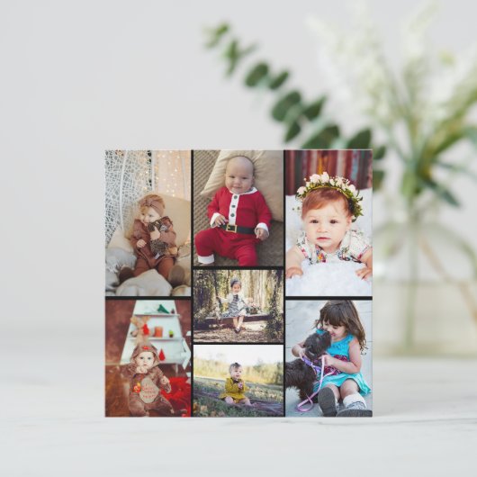 Ontwerp je eigen 7 fotocollage aankondiging (Staand voorkant)