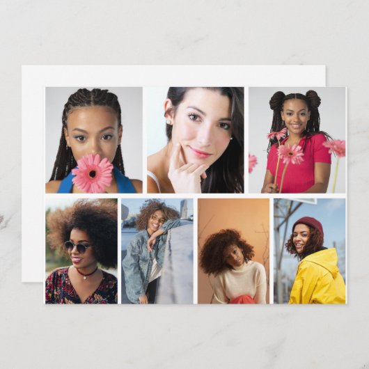 Ontwerp je eigen 7 fotocollage aankondiging (Voorkant / Achterkant)