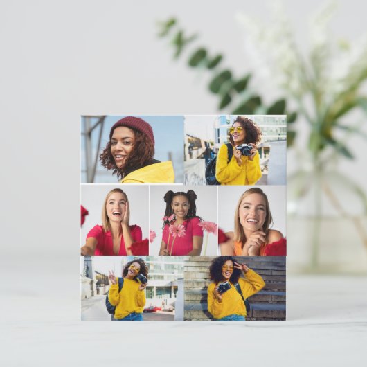 Ontwerp je eigen 7 fotocollage aankondiging (Staand voorkant)