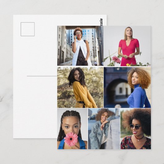 Ontwerp je eigen 7 fotocollage briefkaart (Voorkant / Achterkant)