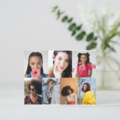 Ontwerp je eigen 7 fotocollage briefkaart (Staand voorkant)