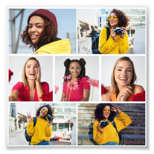 Ontwerp je eigen 7 fotocollage foto afdruk (Voorkant)