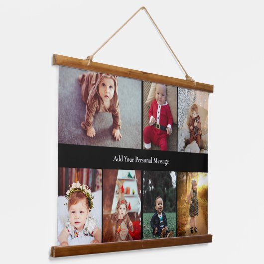 Ontwerp je eigen 7 fotocollage hangend wandkleed (Gebogen)