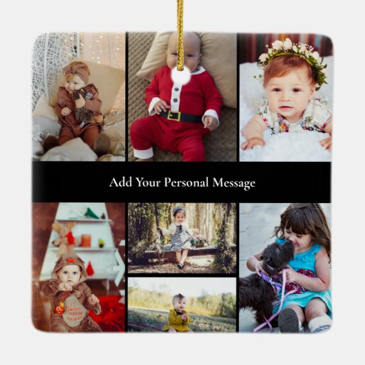 Ontwerp je eigen 7 fotocollage keramisch ornament (Achterkant)