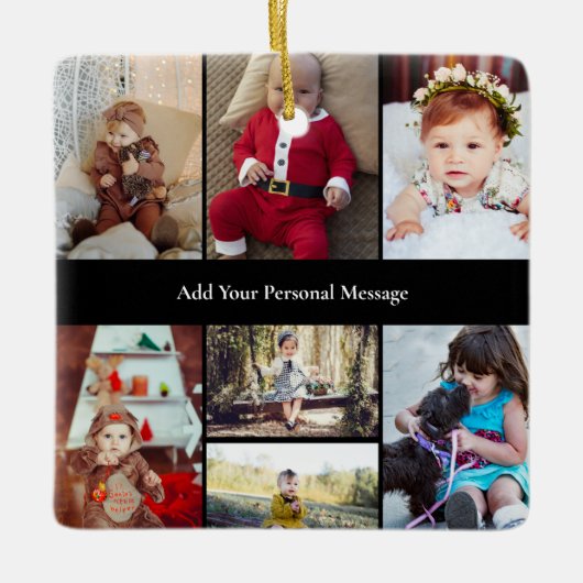 Ontwerp je eigen 7 fotocollage keramisch ornament (Voorkant)