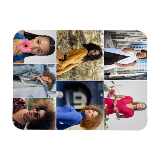 Ontwerp je eigen 7 fotocollage magneet (Horizontaal)