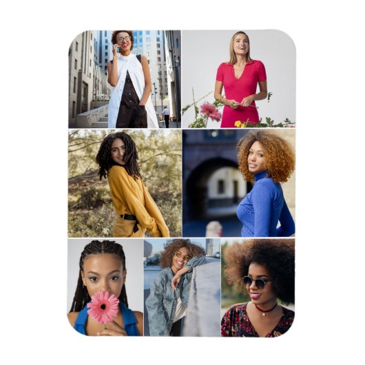 Ontwerp je eigen 7 fotocollage magneet (Verticaal)