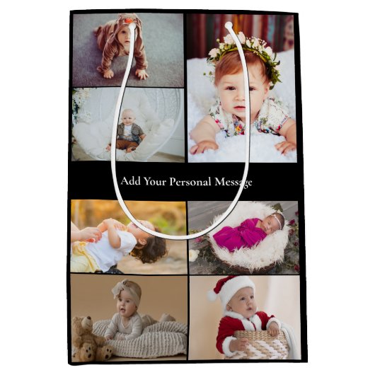 Ontwerp je eigen 7 fotocollage medium cadeauzakje (Voorkant)