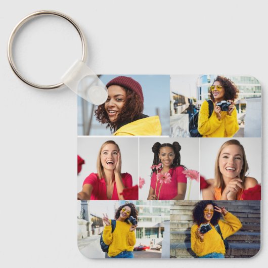 Ontwerp je eigen 7 fotocollage sleutelhanger (Voorkant)