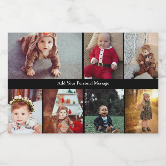 Ontwerp je eigen 7 fotocollage sparkling wijnetiket (Enkel label)