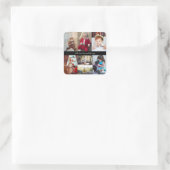 Ontwerp je eigen 7 fotocollage vierkante sticker (Tas)
